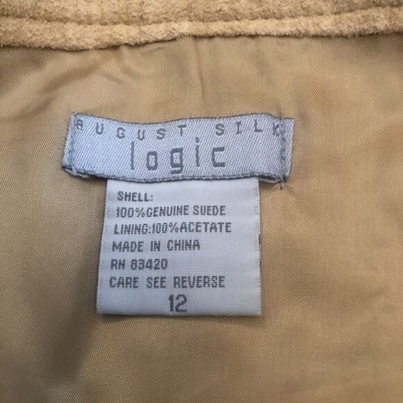 NWT August Silk Logic Womens Size 12 Brown Suede Leather Skirt Lined - Picture 5 of 6